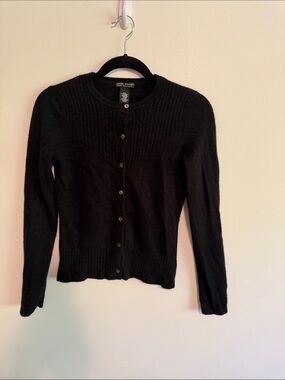 Daniel Bishop 100% Cashmere Black Button-Front Cardigan Sweater